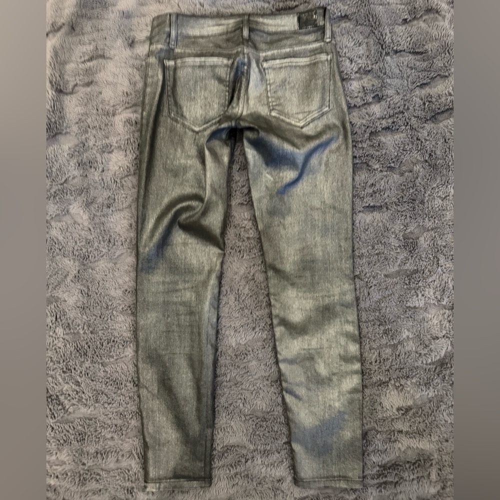🤩sold🤩Guess Power Ultra Skinny Shimmer Wax Coated Silver Gray Jeans